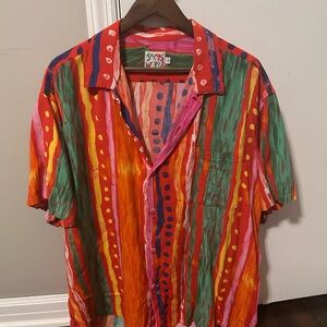 Jams World Casual Red and Green Button Down Shirt
